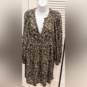 Old Navy Olive Floral Dress